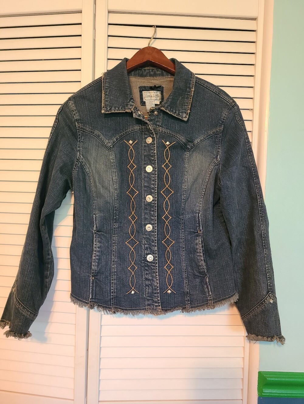 Live A Little Blue Embroidered Denim Jacket